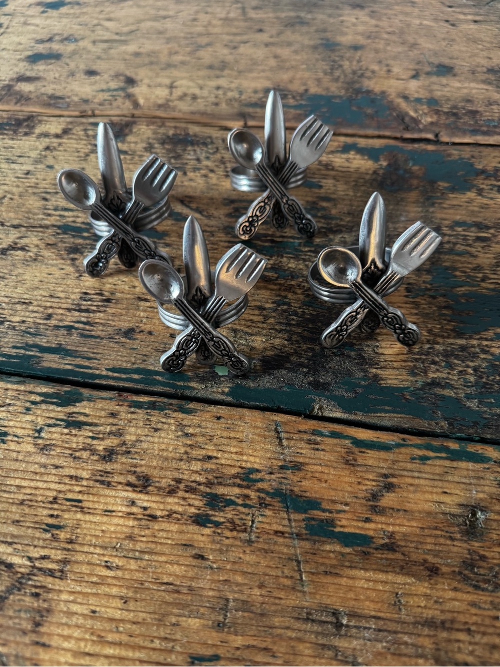 Silver Colored Cutlery Napkin Rings - Set of 4